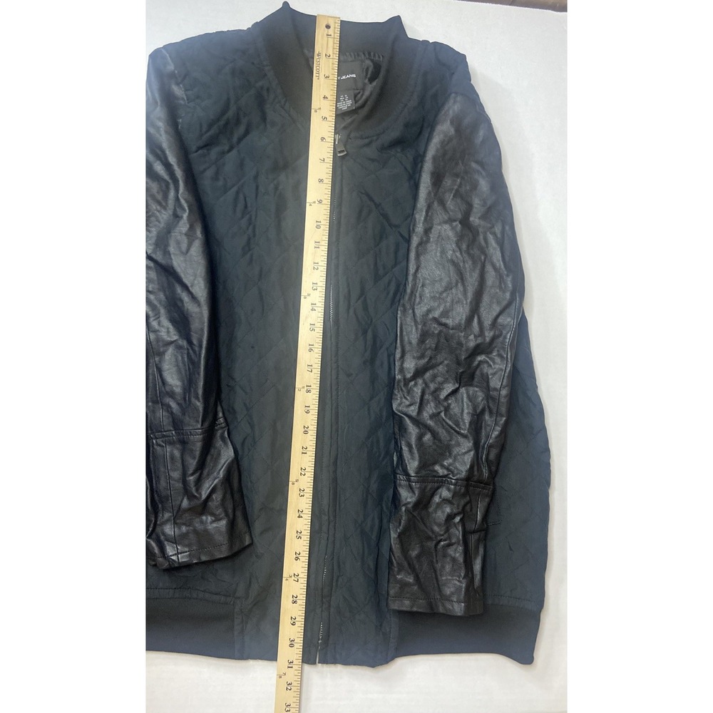 DKNY Jeans Womens Quilted Bomber Jacket Coat Moto Zip Front Long Sleeve Black XL - Picture 15 of 16